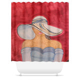 The Lady in Blue shower curtain